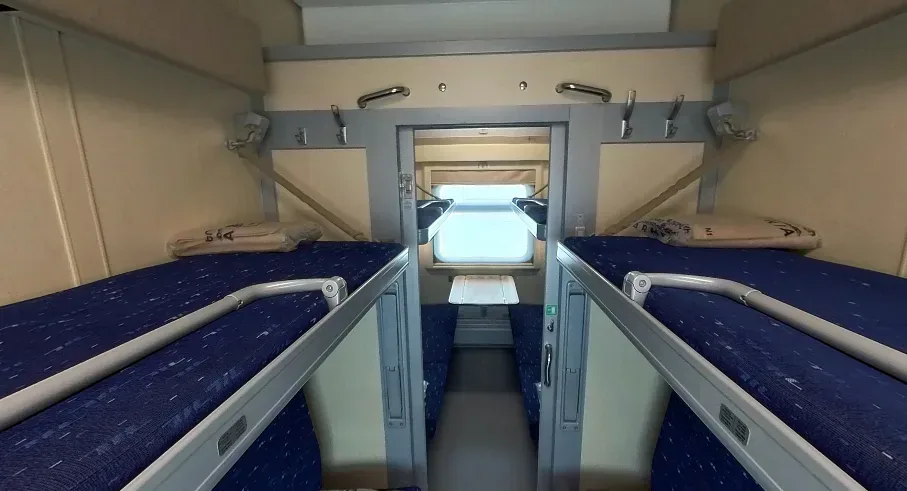 Compartment carriage on a South Caucasus Railway train