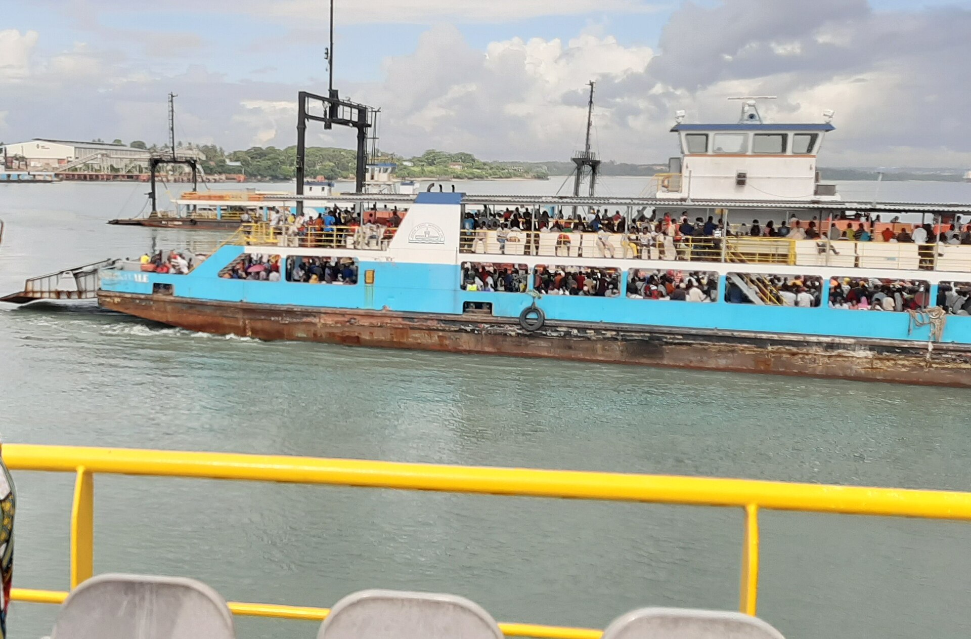 Likoni ferry carrying passengers across the channel in Mombasa